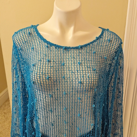Vejaiz Designs teal sheer top size L - Picture 4 of 7